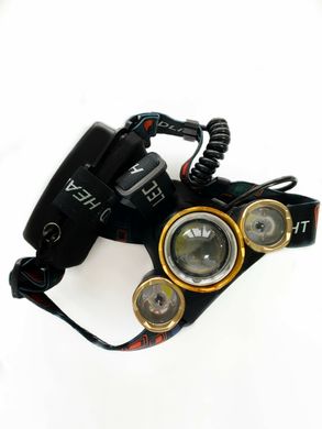 Ліхтар налобний 3T62 - діоди Cree-T6, зарядка від USB, батарейки і зарядне в комплекті